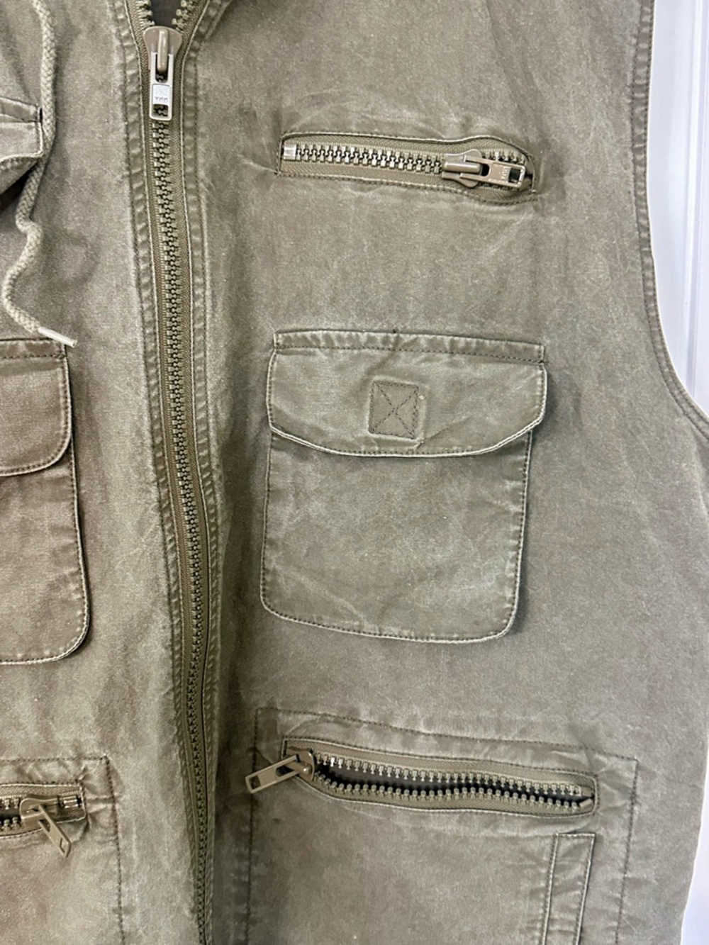 Vintage-Banana Republic  Olive Hooded Utility Vest - Women - Picture 3 of 9